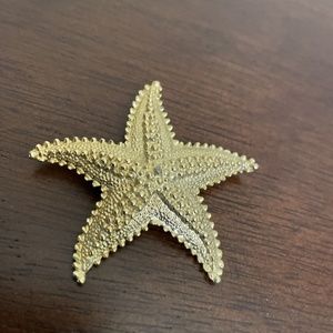 Vintage Starfish Brooch Pin Gold Tone Ocean Beach